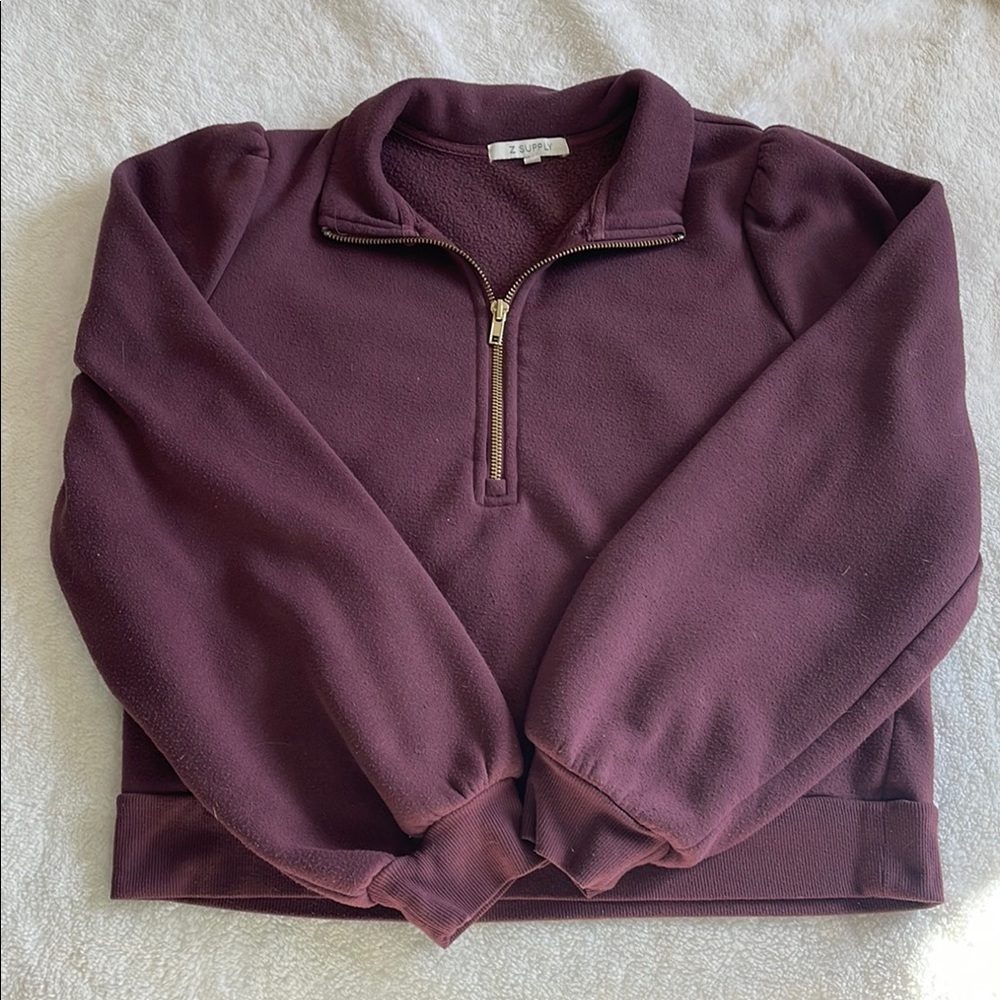 Z Supply Purple Fleece Quarter-Zip Pullover
